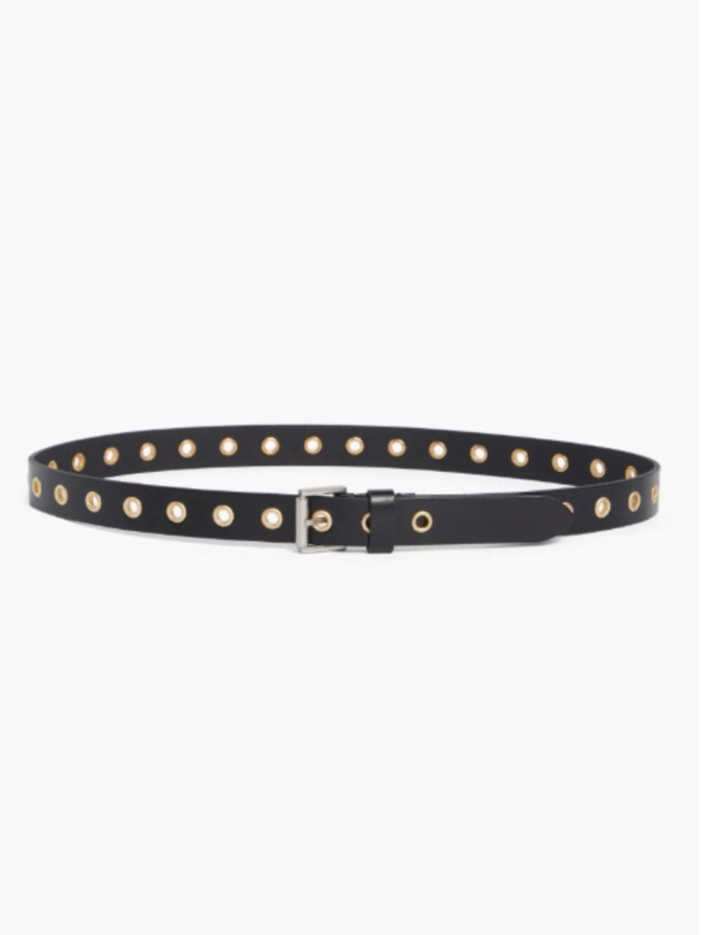 AllSaints Black Leather Grommet Belt